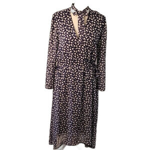 Anne Klein Hi-Low Dress, Sheer- fully lined, Blue & White, Size 8 NWT
